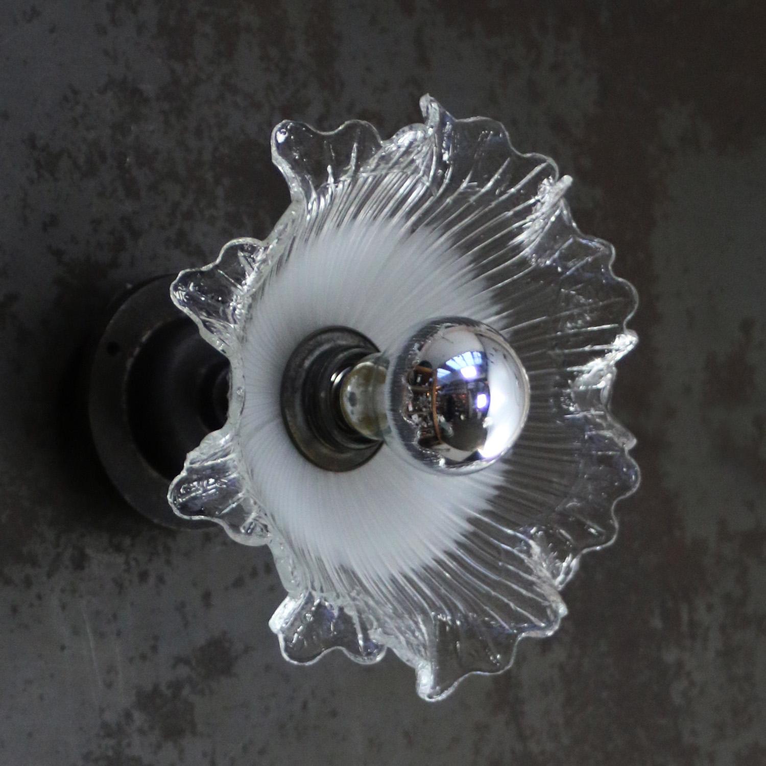 Industrial White Clear Glass Cast Iron Brass Sconces Wall Lamps For Sale