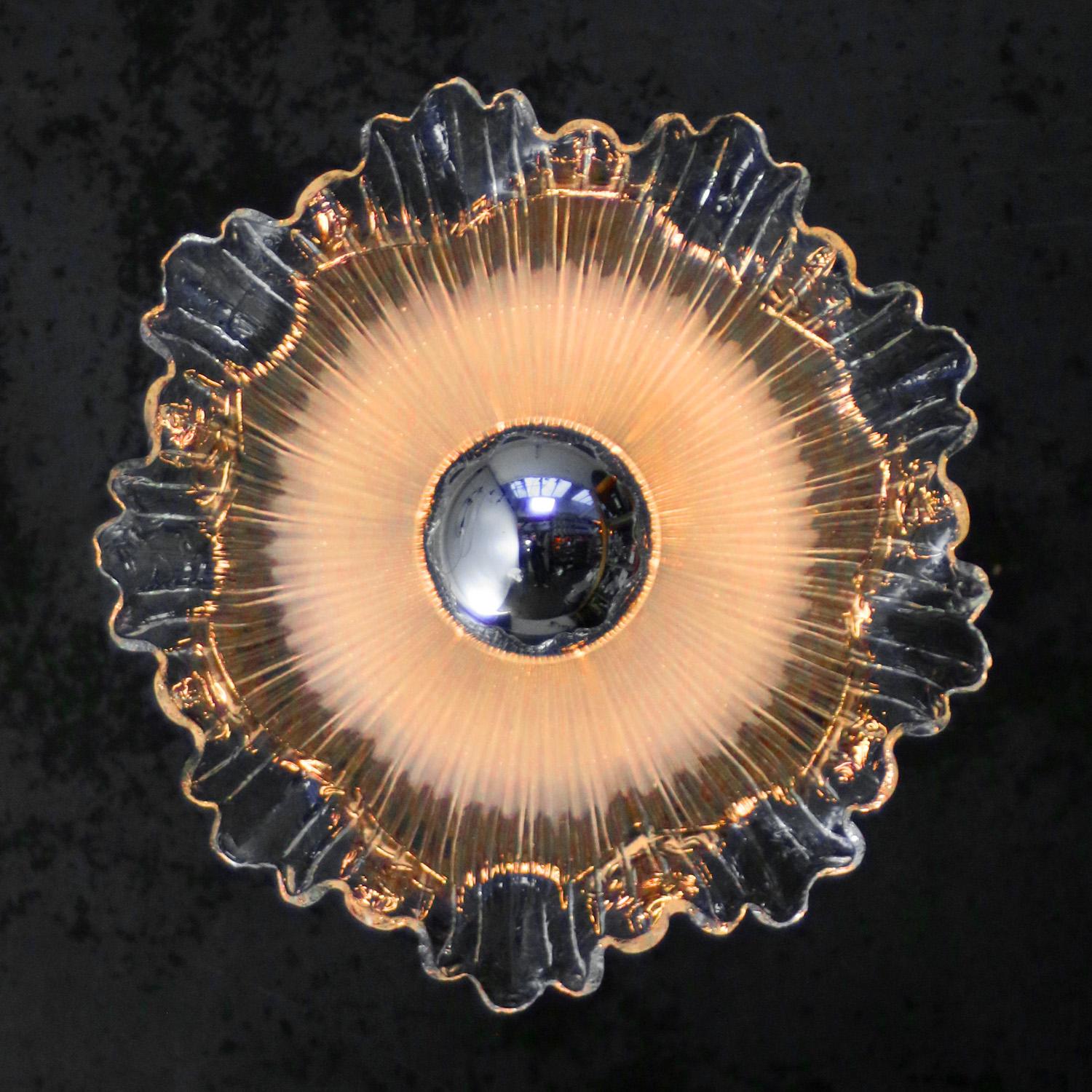 Olandese Whiting Vetro Chiaro Ghisa Ottone Applique Lampade da Parete in vendita