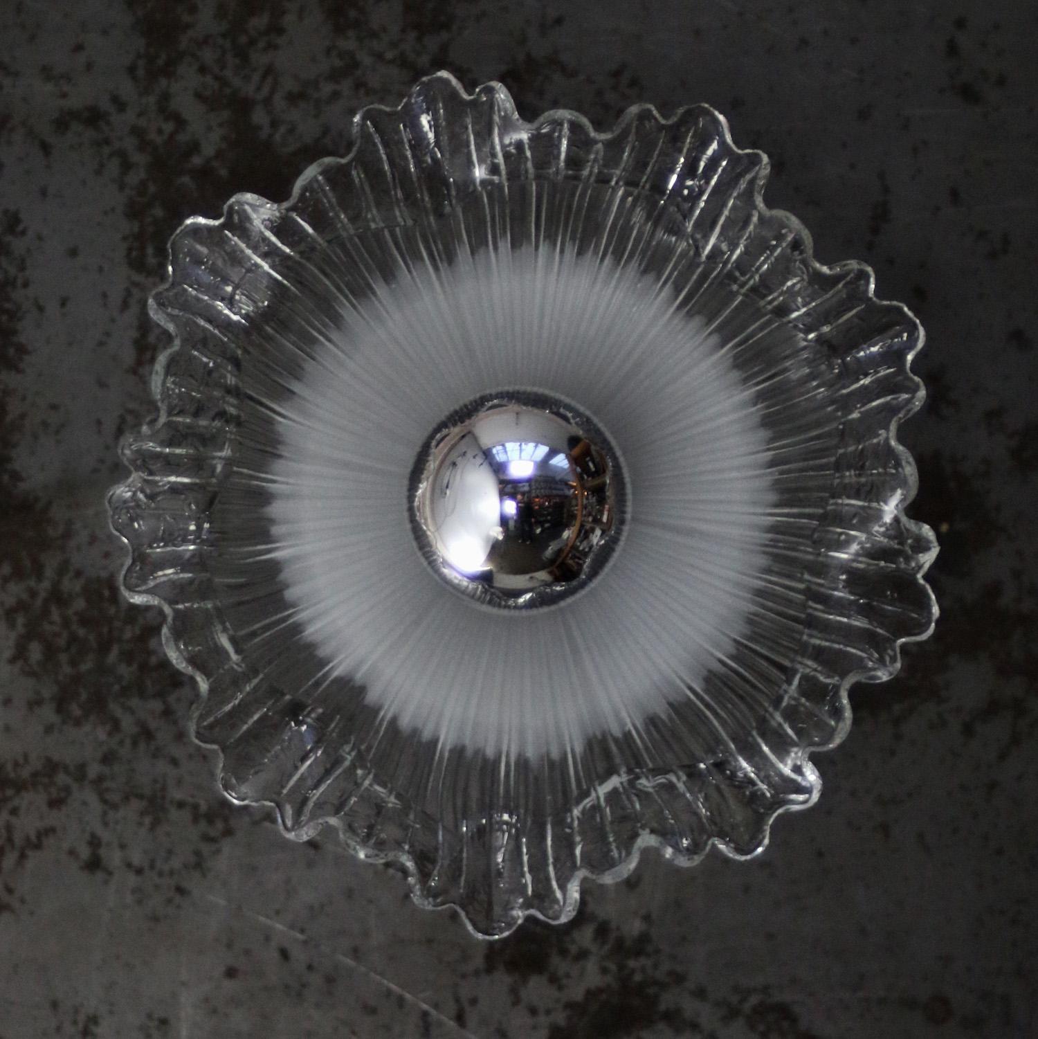 White Clear Glass Cast Iron Brass Sconces Wall Lamps In Good Condition For Sale In Amsterdam, NL