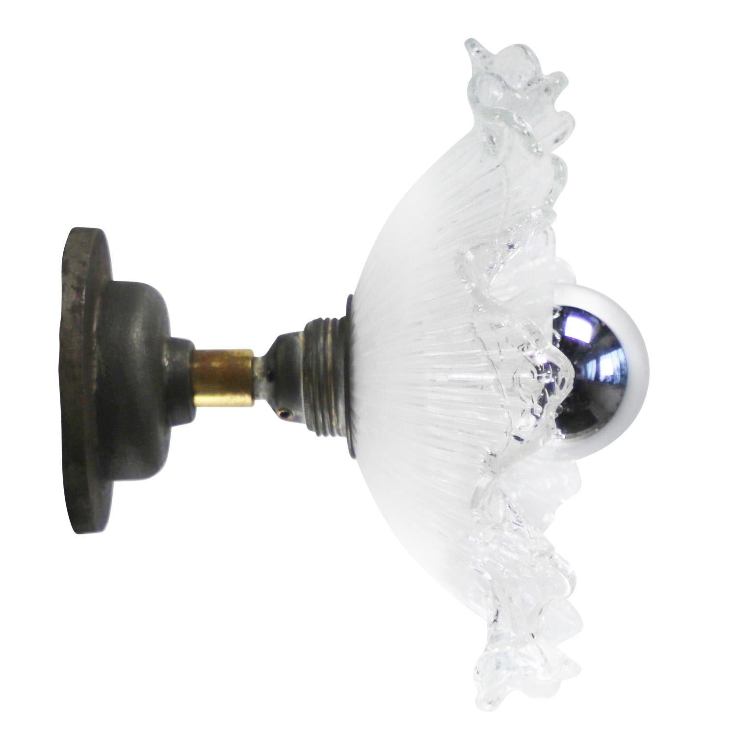 White Clear Glass Cast Iron Brass Sconces Wall Lamps