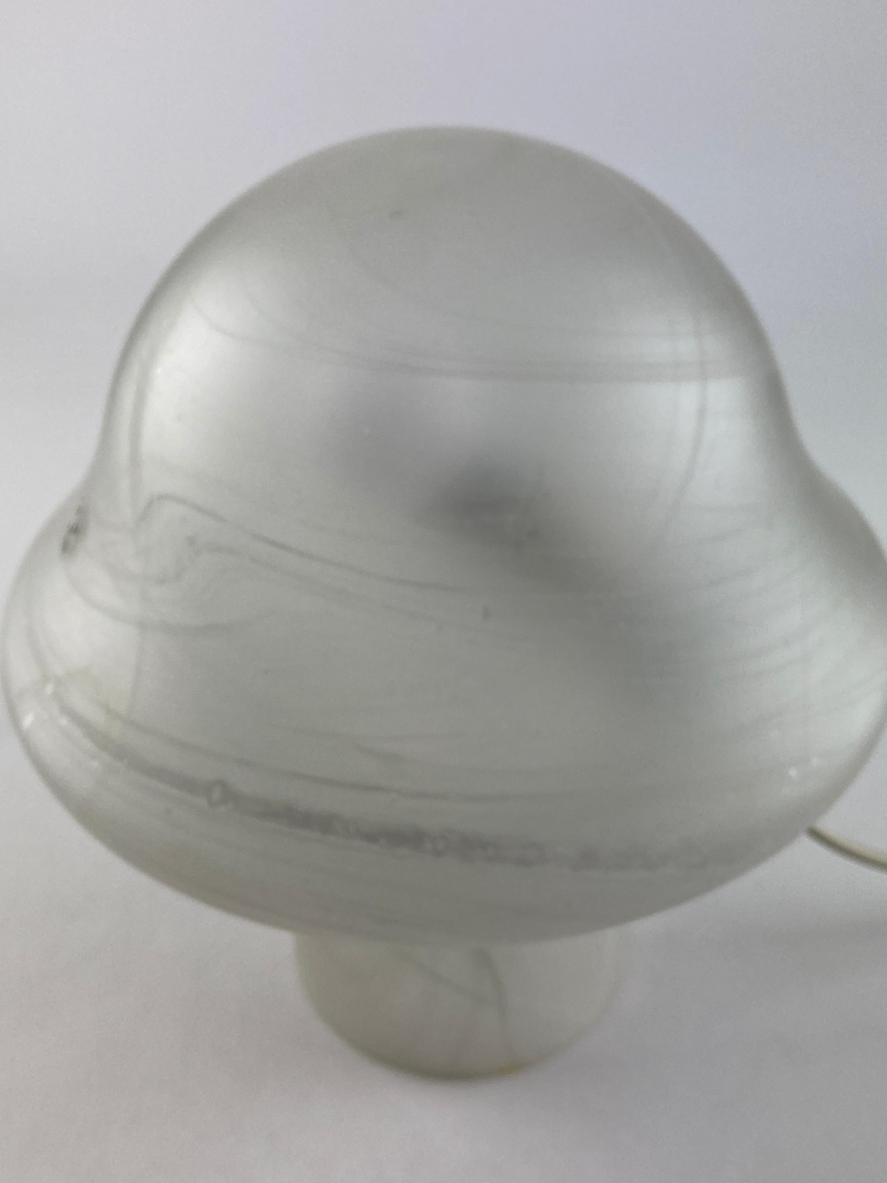 one of four White Clear Glass Peill and Putzler Mushroom Table Lamp 1970 For Sale 3