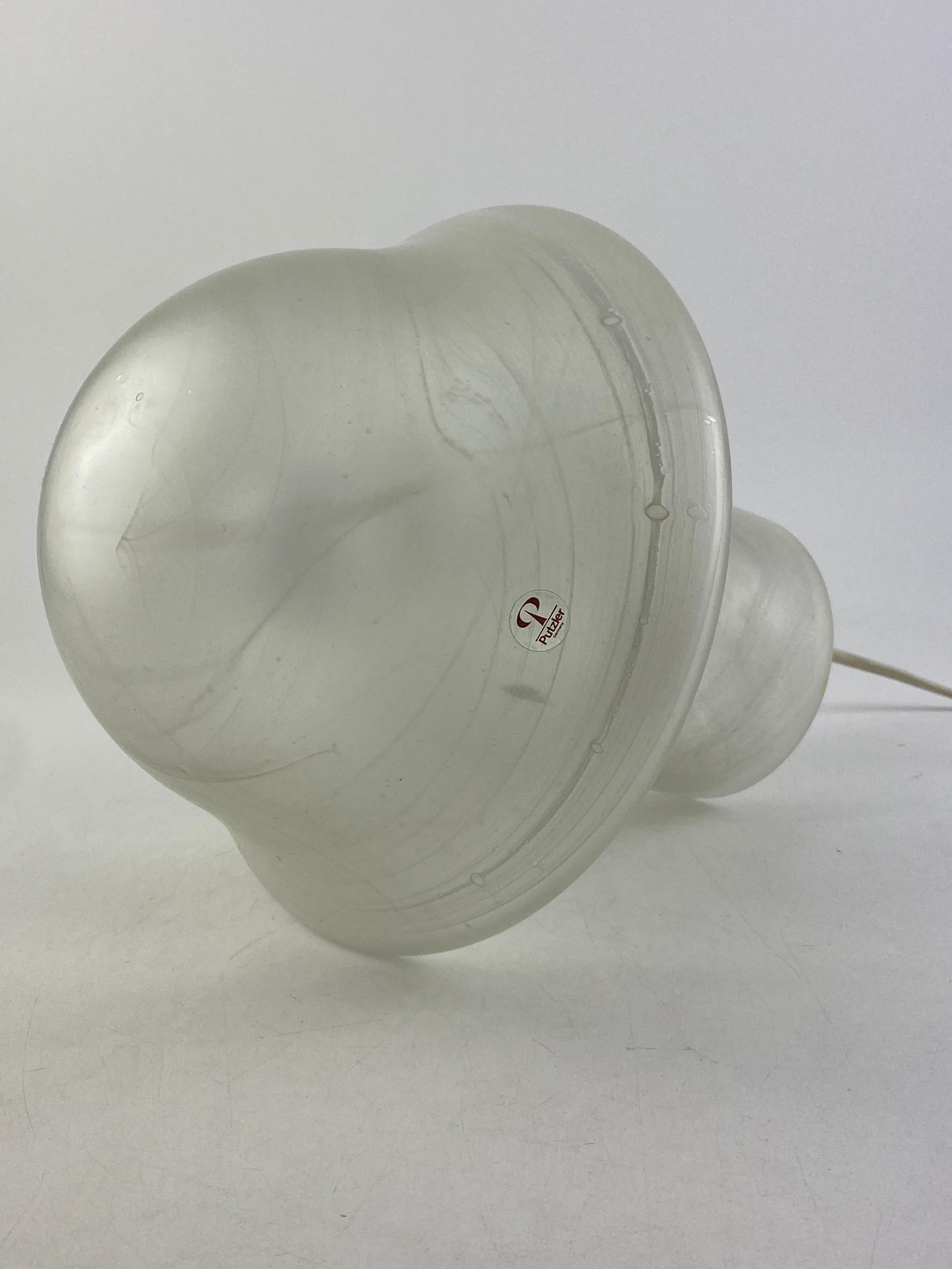 one of four White Clear Glass Peill and Putzler Mushroom Table Lamp 1970 For Sale 5