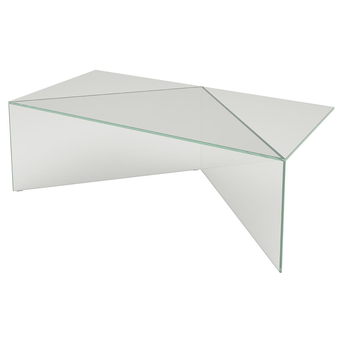 White Clear Glass Poly Square Coffe Table by Sebastian Scherer