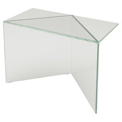 Table basse carrée en verre blanc et transparent Poly de Sebastian Scherer