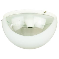 White & Clear Murano Glass & Metal '60s flush mount lamp by C. Nason for Mazzega