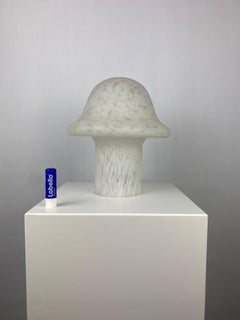 White cloudy glass Peill and Putzler mushroom table lamp 1970