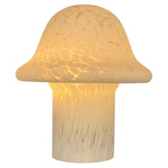 Vintage White cloudy glass Peill and Putzler mushroom table lamp 1970