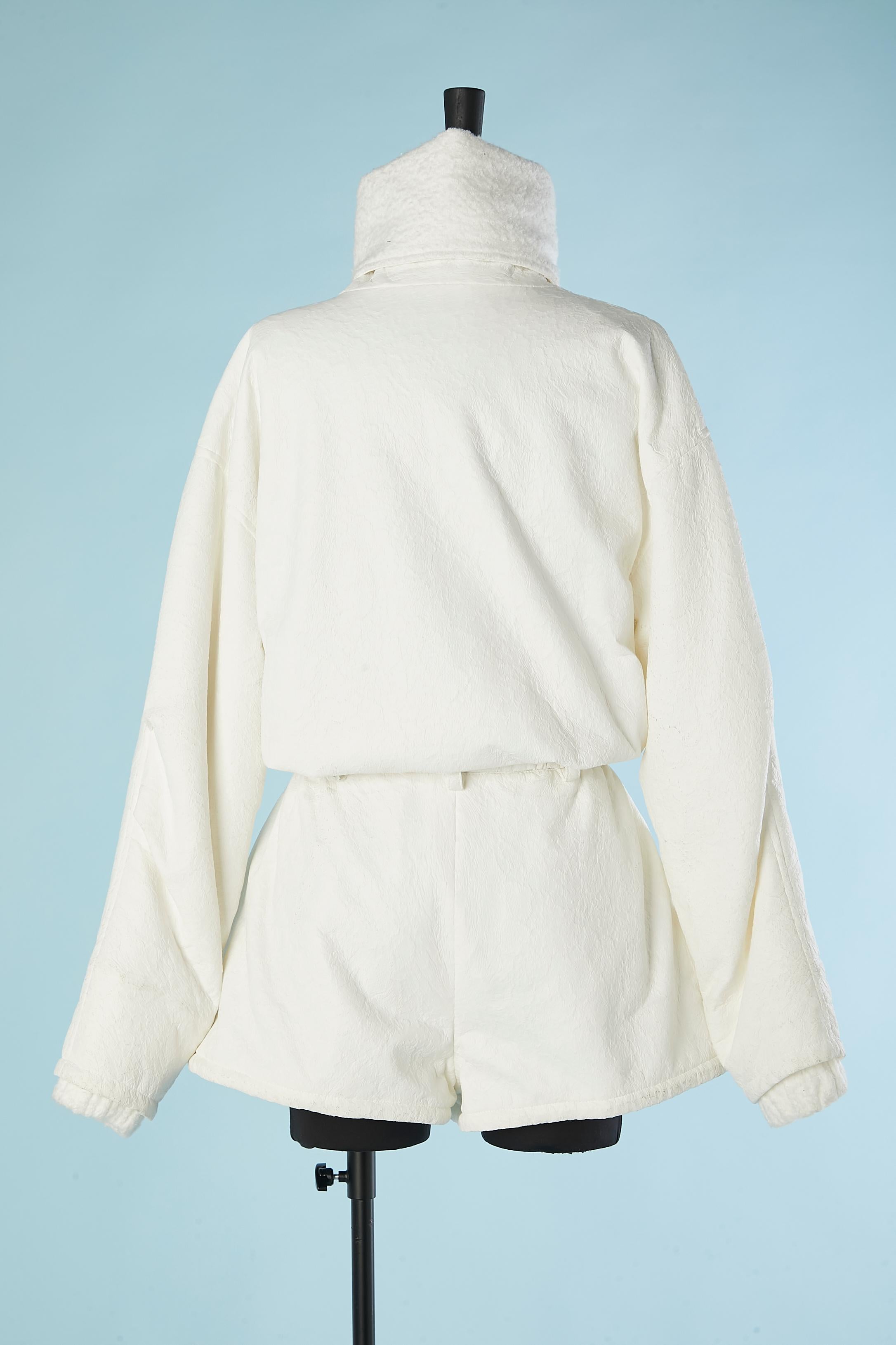 White coated wool ski short jump-suit with zip and belt Chanel FW 2019/20  1