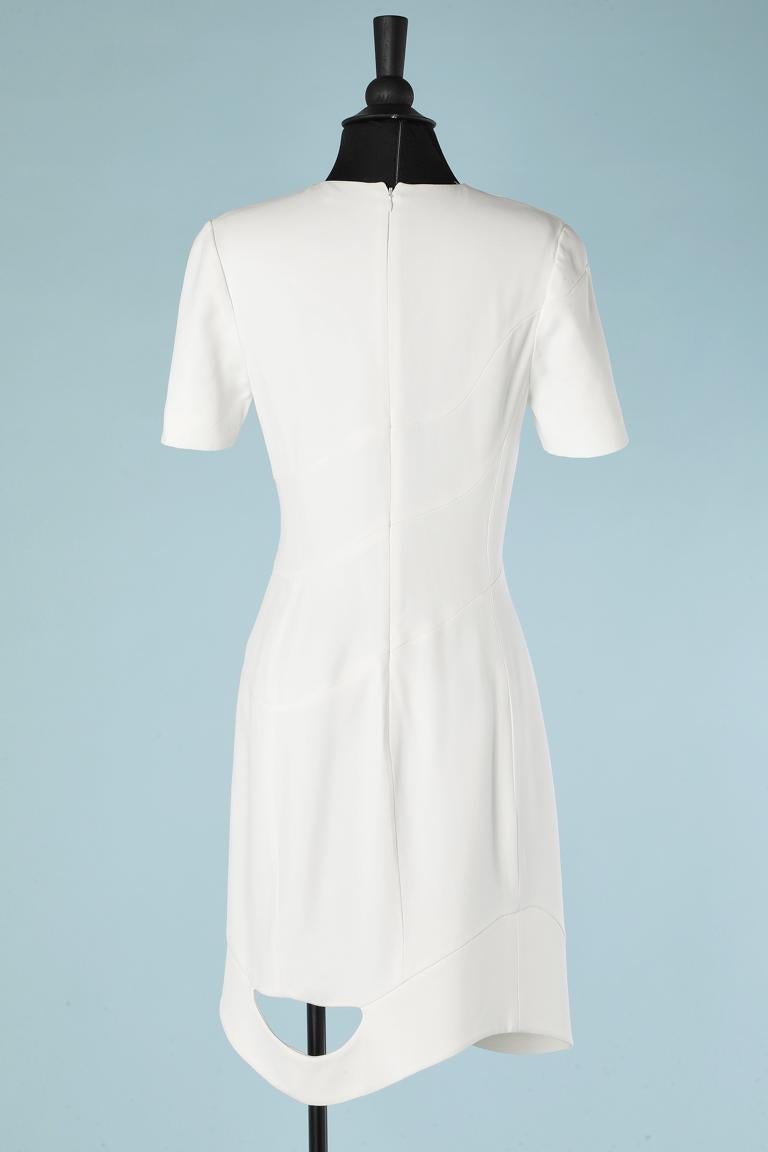Gray White cocktail dress with cut-work and opening Mugler Paris  For Sale