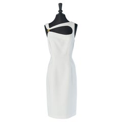 Robe de cocktail blanche avec découpes Thierry Mugler