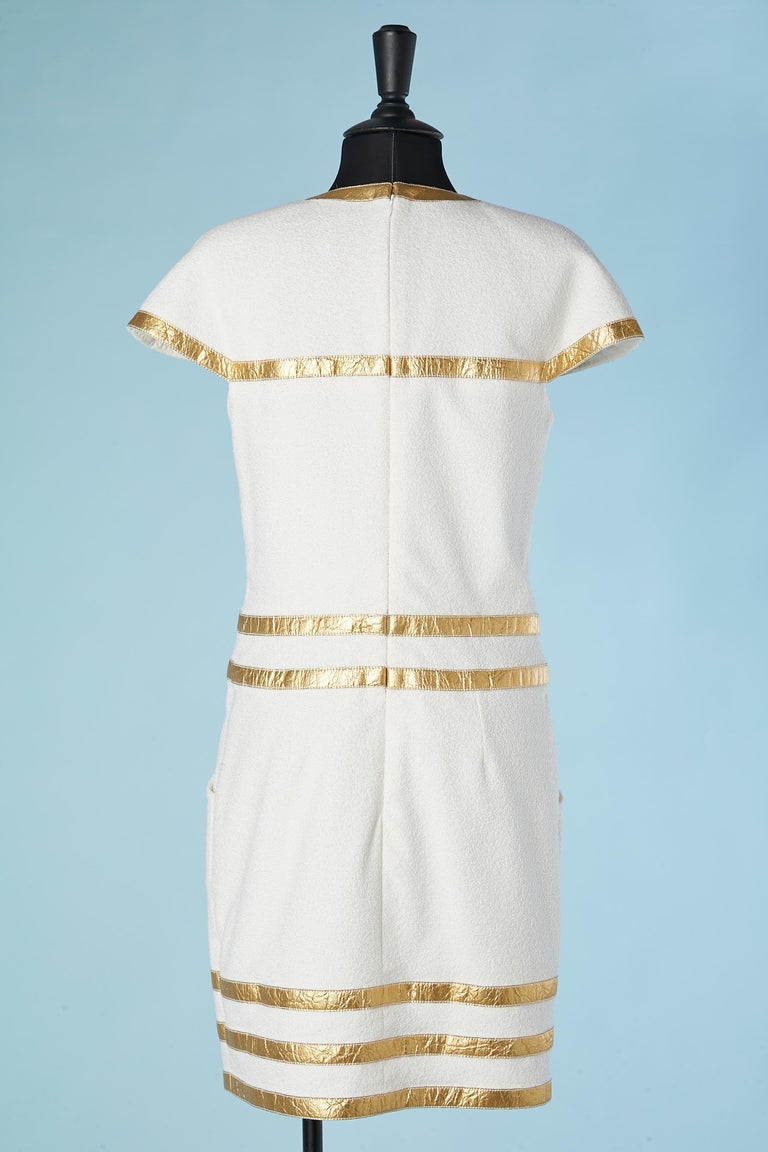 White cocktail dress with gold ruban appliqué Chanel Métiers d'Art