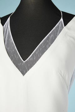 Vestido de cóctel blanco con panel de tul Roland Mouret para Bergdorf Goodman