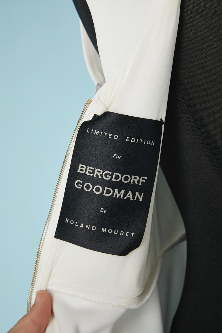 White cocktail dress with tulle panel Roland Mouret for Bergdorf Goodman In Excellent Condition For Sale In Saint-Ouen-Sur-Seine, FR