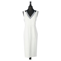 White cocktail dress with tulle panel Roland Mouret for Bergdorf Goodman 