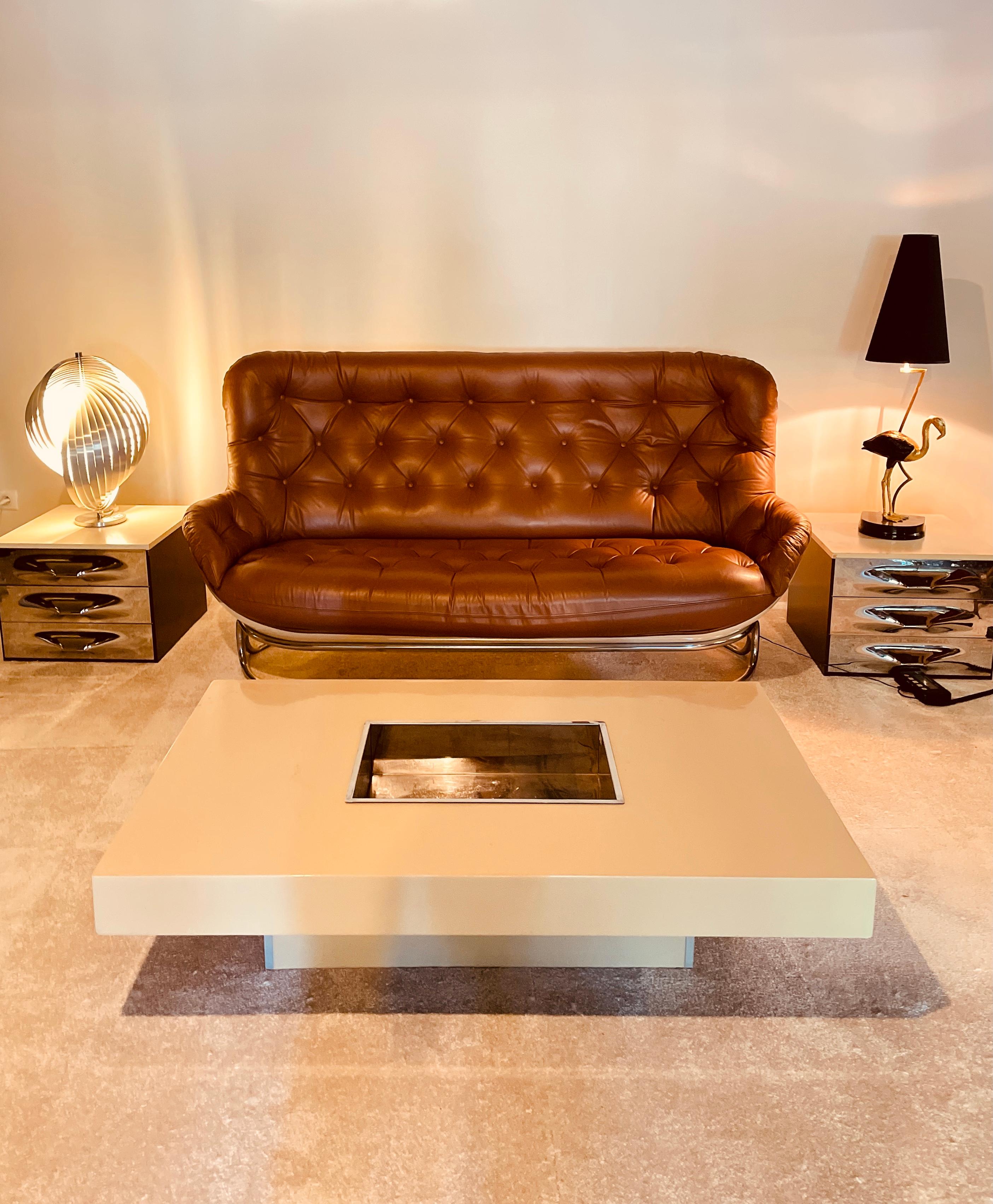 Black coffee table design Willy Rizzo edition Mario Sabot- Italy 1970 
Material: wood and metal 
Perfect condition.
 