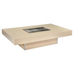 White Coffee Table Design Willy Rizzo, Italy 1970 Wood Laminate Mid-Century Vtg