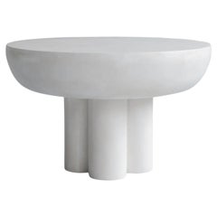 Tavolino bianco, tavolino da salotto modello Crown, tavolino di design in alluminio.