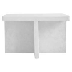White Coffee Table Model Brutus, Design of a Modern Sculpture in Fiber Concrete.