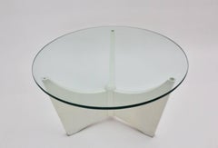 Space Age Vintage Weißer Couchtisch mit Glasplatte, um 1970
