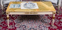 White coffee table with onyx top