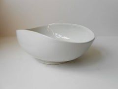 White Collapsed Ceramic Dish by Wilhelm Kåge for Gustavsberg, Sweden, 1930s