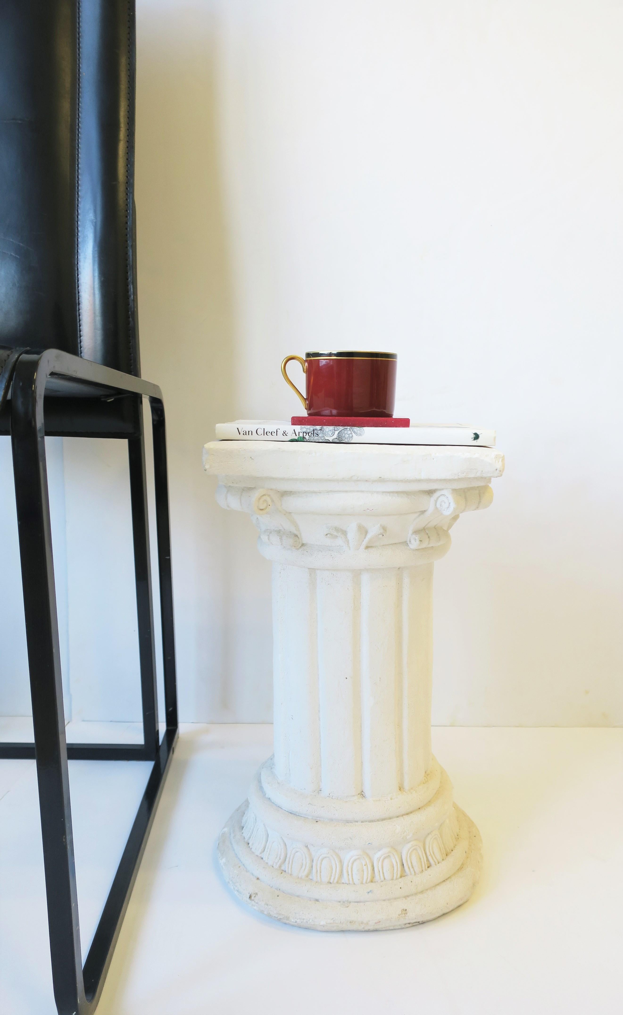 White Column Pillar Pedestal Side Table or Stand in the Neoclassical Style 1