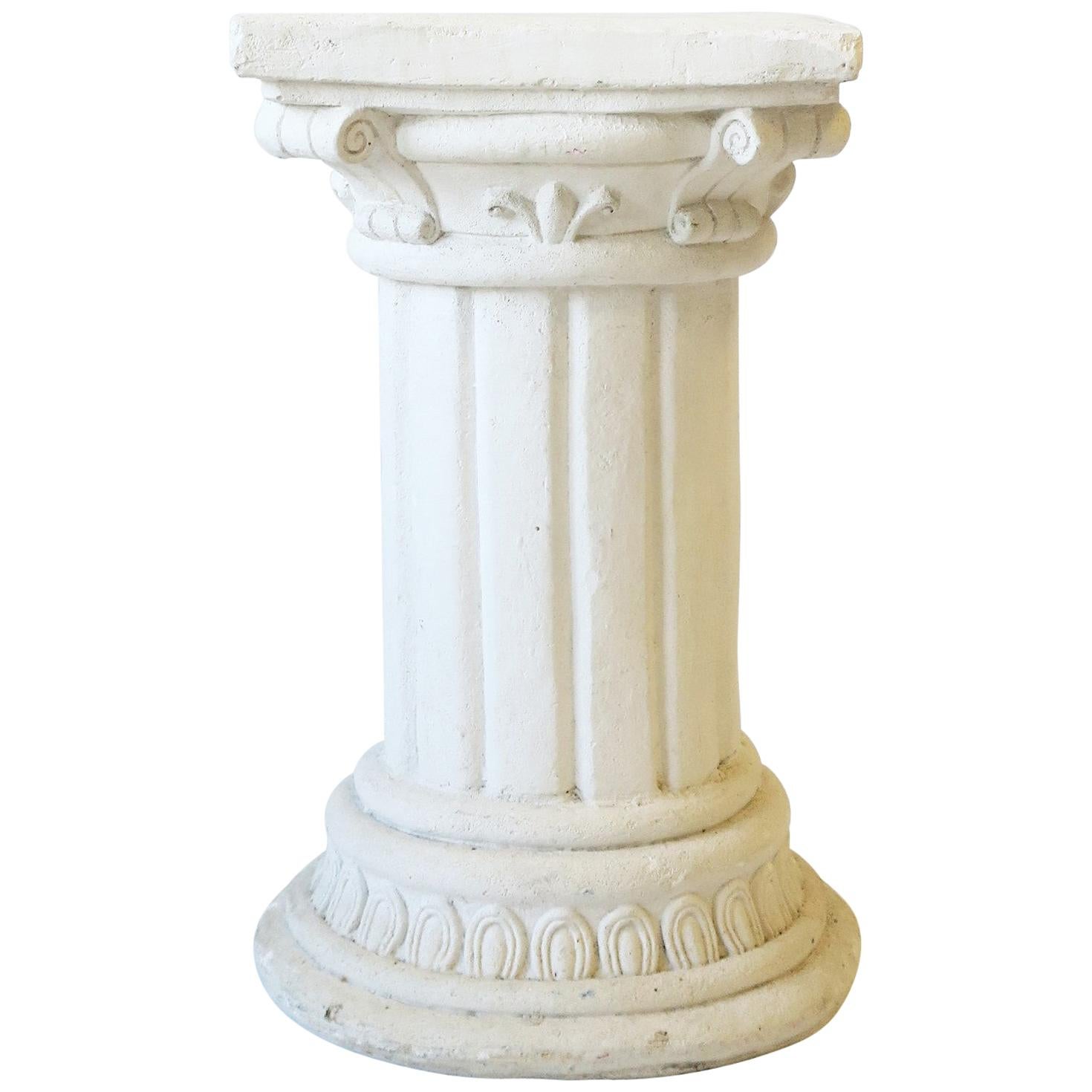 White Column Pillar Pedestal Side Table or Stand in the Neoclassical Style