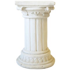 White Column Pillar Pedestal Side Table or Stand in the Neoclassical Style
