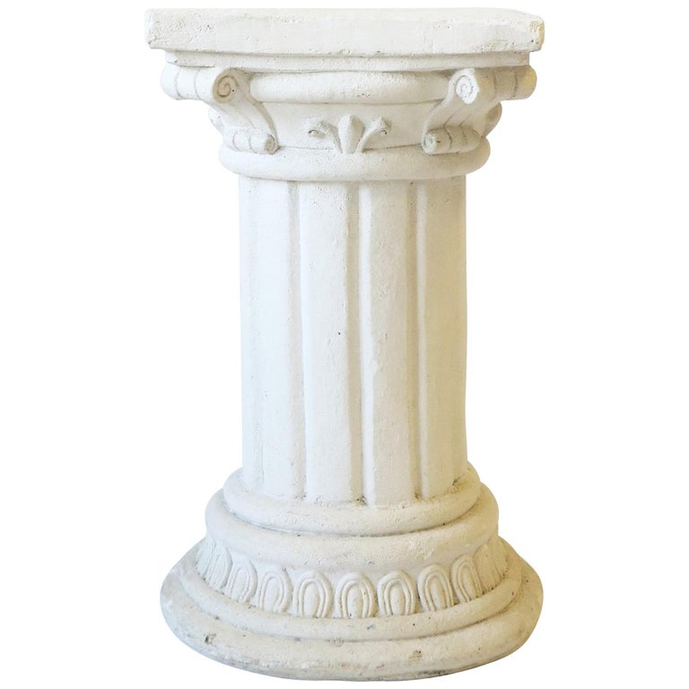 White Column Pillar Pedestal Side Table, Prairie Style 20 High Pillar Accent Table Lamp