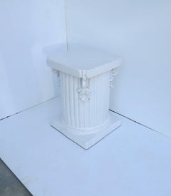 White Column Pedestal Table or Plant Stand Terracotta, Circa Late-20th Century