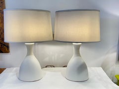 Concrete Bottle Style Contoured Table Lamps, Pair