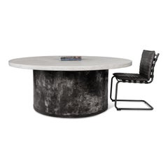 White Concrete Top Round on Barrel Base Dining Table