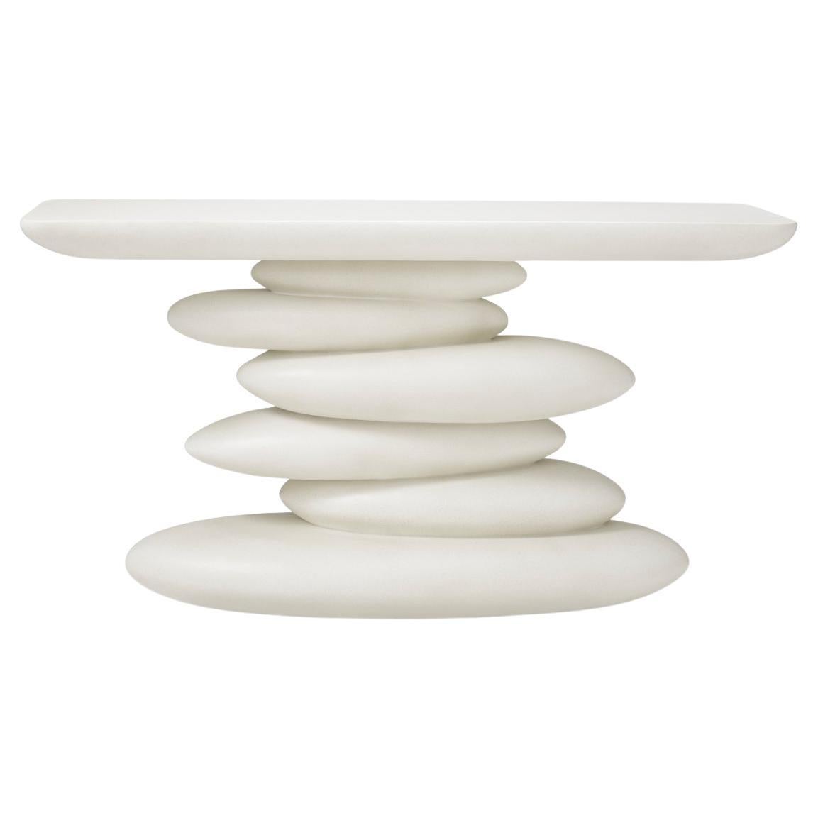 White Console Table with Organic Sculptural Design
