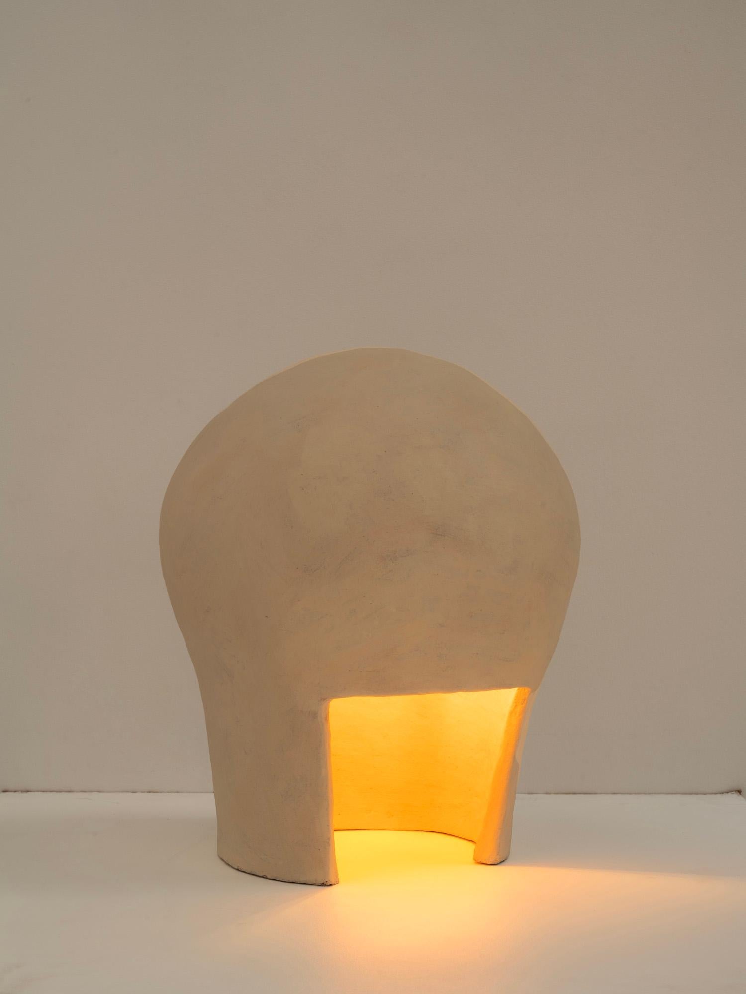 White contemporary Ceramic table lamp Made of local Clay handcrafted For Sale 5