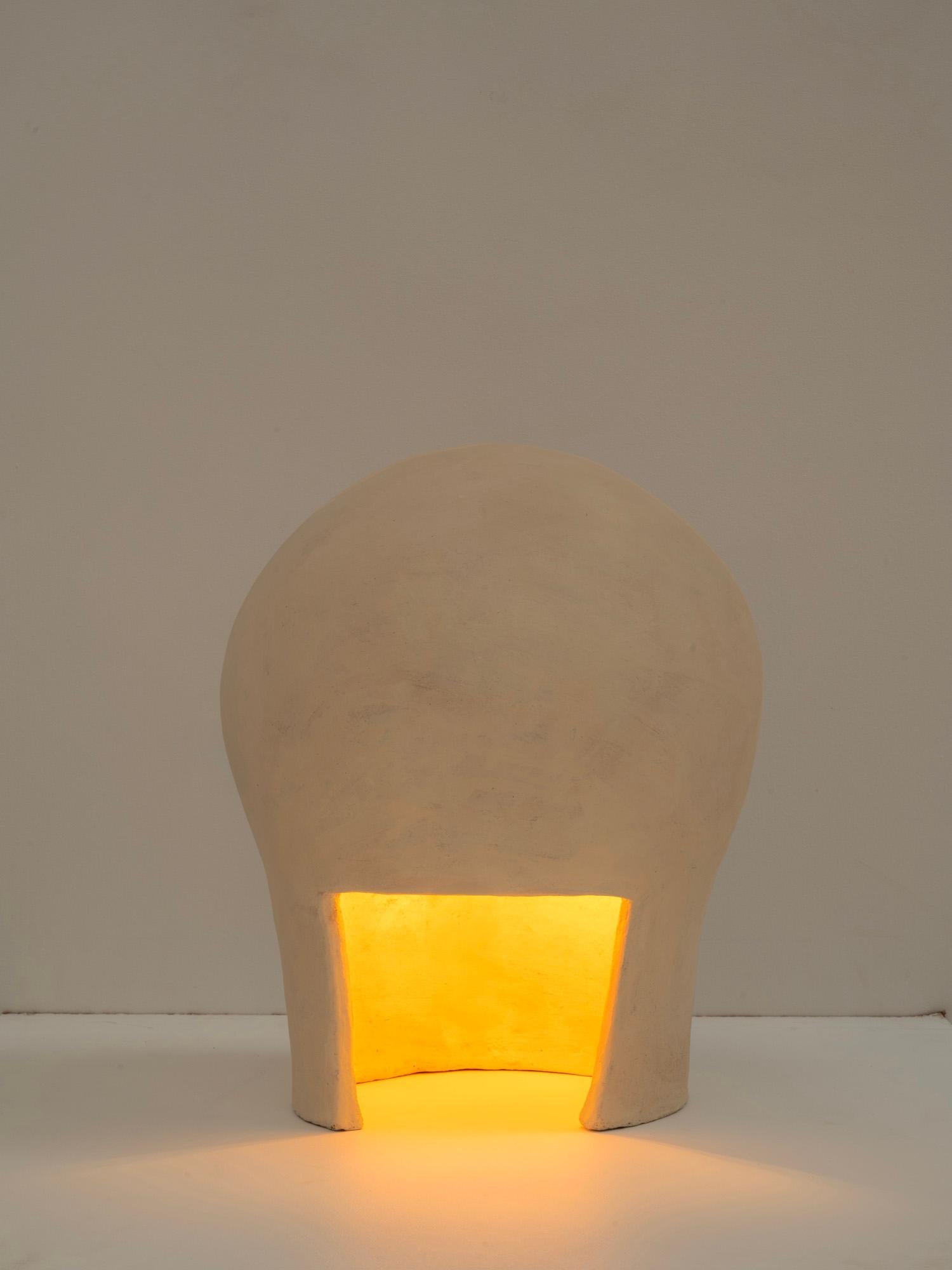 White contemporary Ceramic table lamp Made of local Clay handcrafted For Sale 7