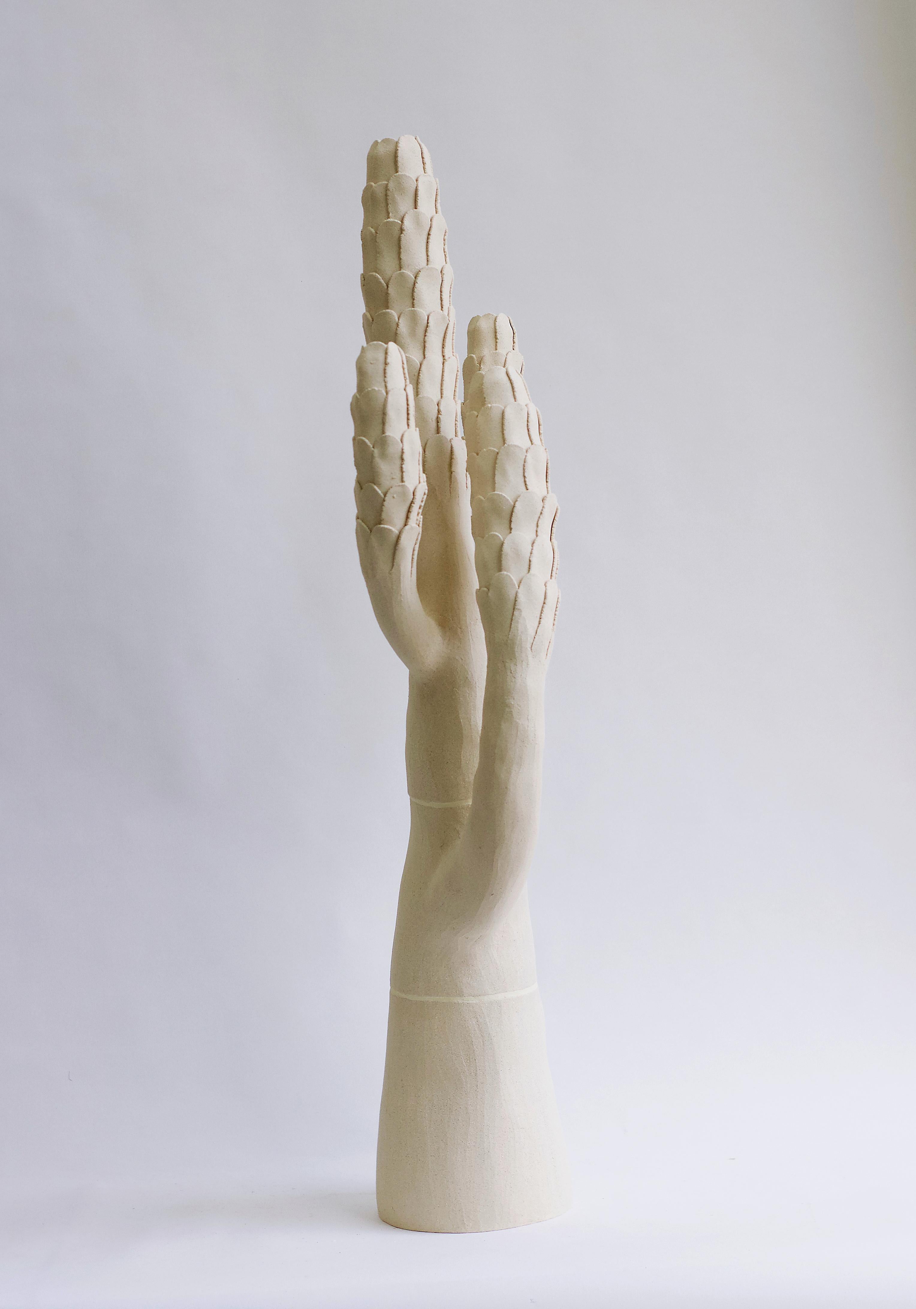 Minimalist White Contemporary Ceramic Tree Sculpture, Arbre Blanc Ecailles  For Sale