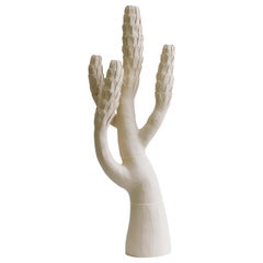 White Contemporary Ceramic Tree Sculpture, Arbre Blanc Ecailles 