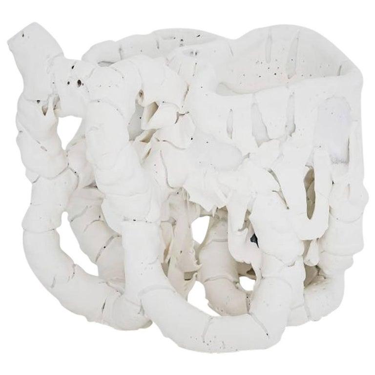 Danish White Contemporary Ceramic Vase “White Species n1559” by Bente Sjottgaard 
