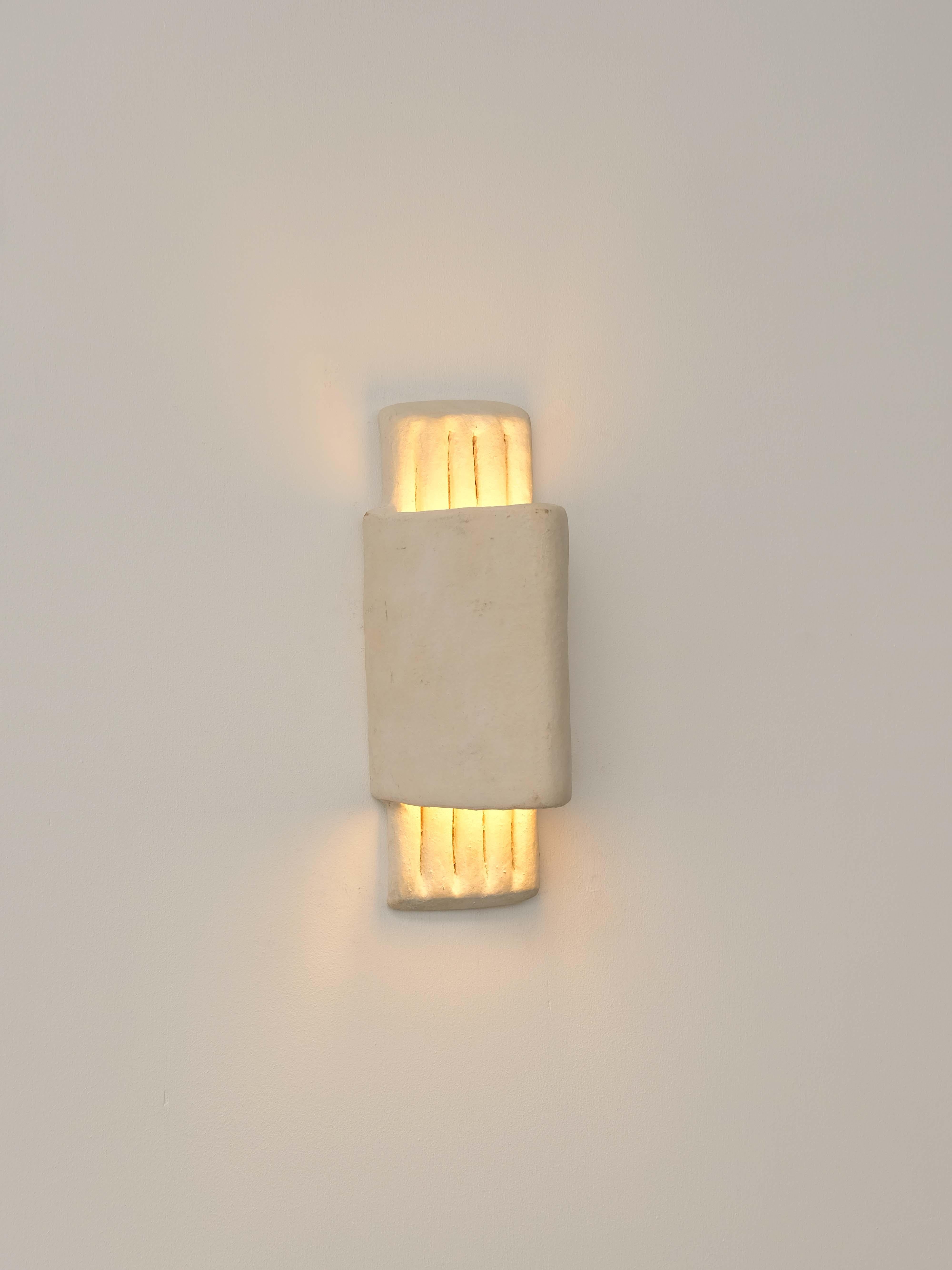 White contemporary Ceramic Wall Light Made of local Clay, handcrafted 10