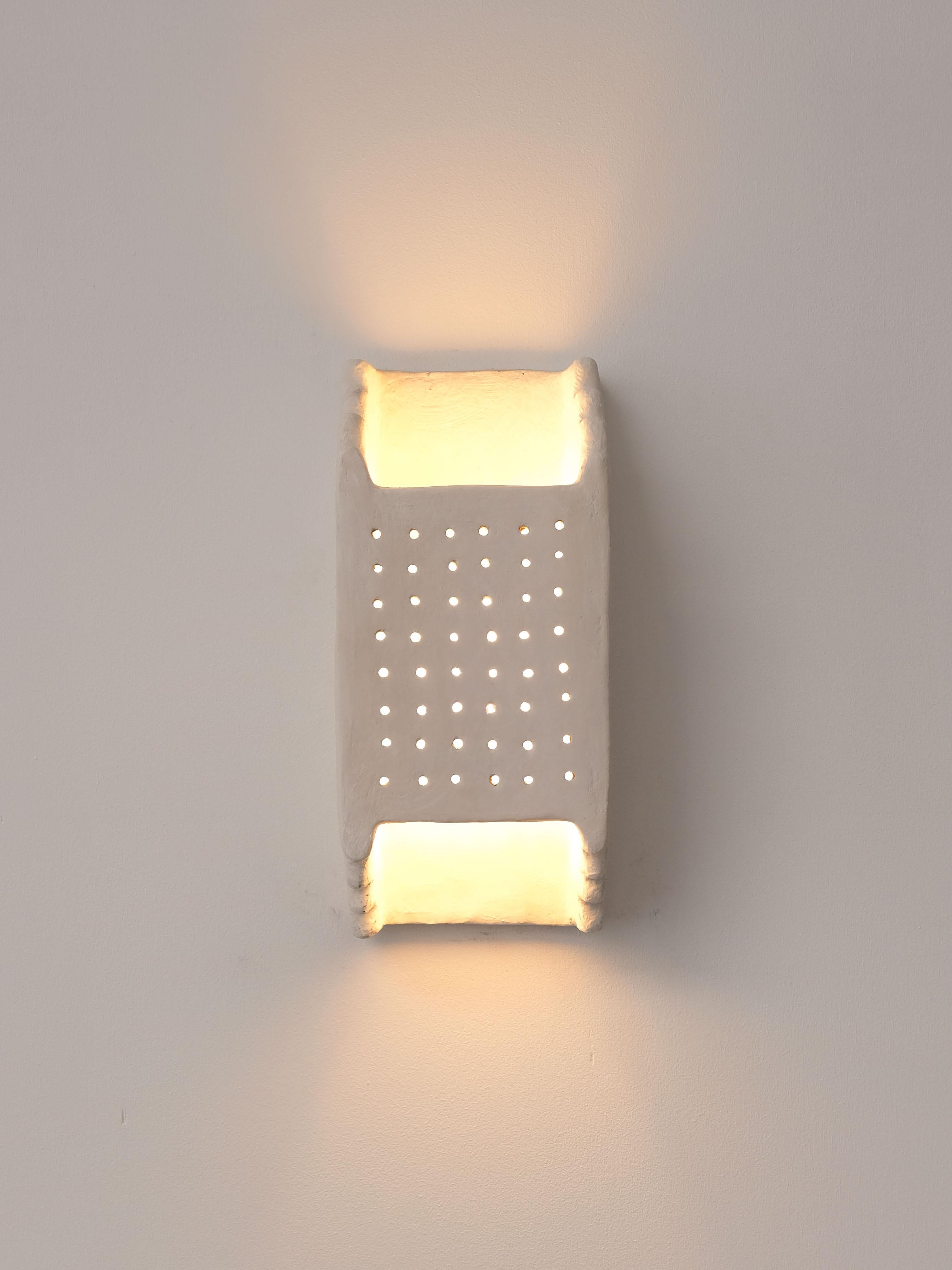 White contemporary Ceramic Wall Light Made of local Clay, natural pigments 4