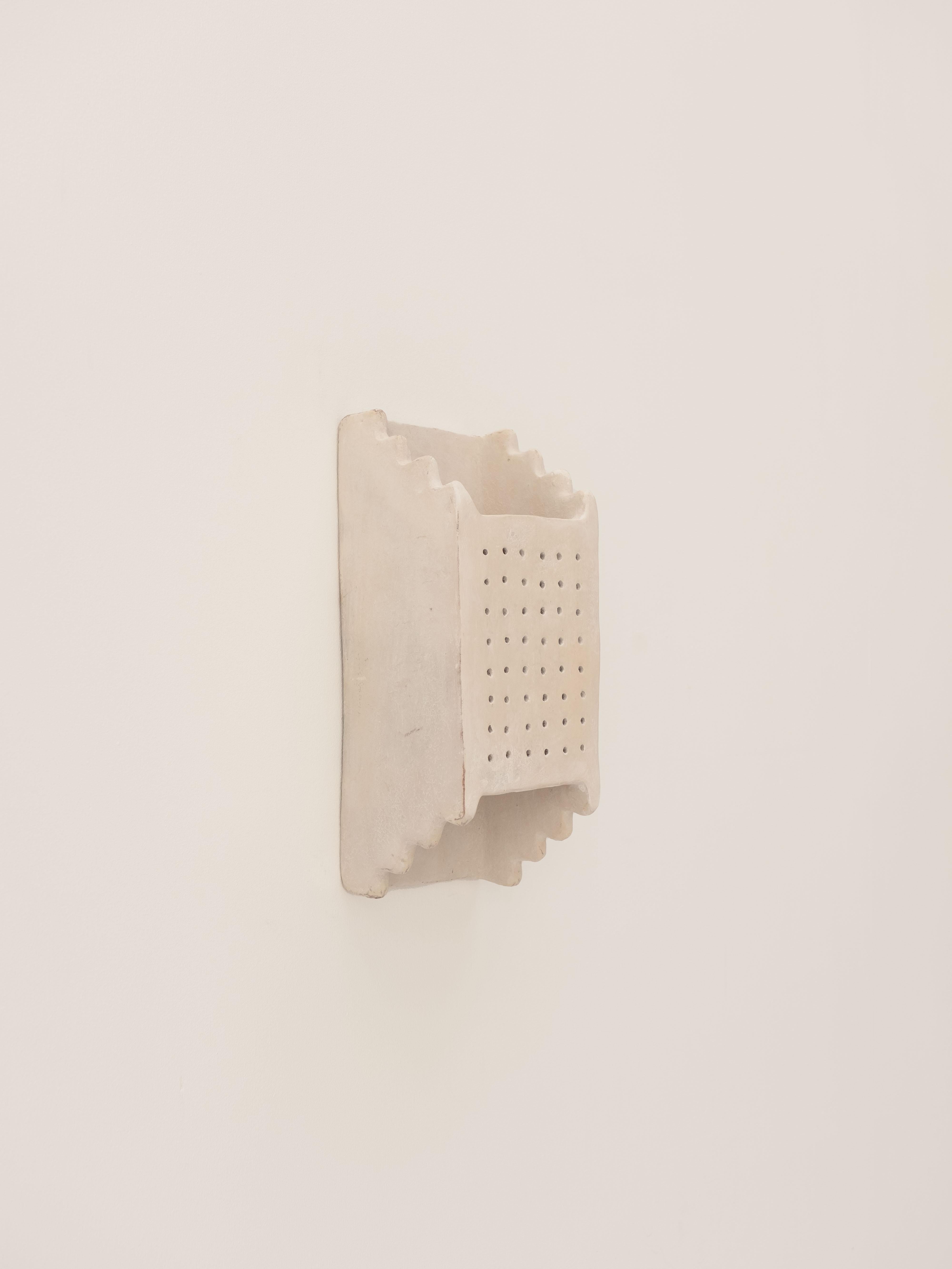 White contemporary Ceramic Wall Light Made of local Clay, natural pigments 2