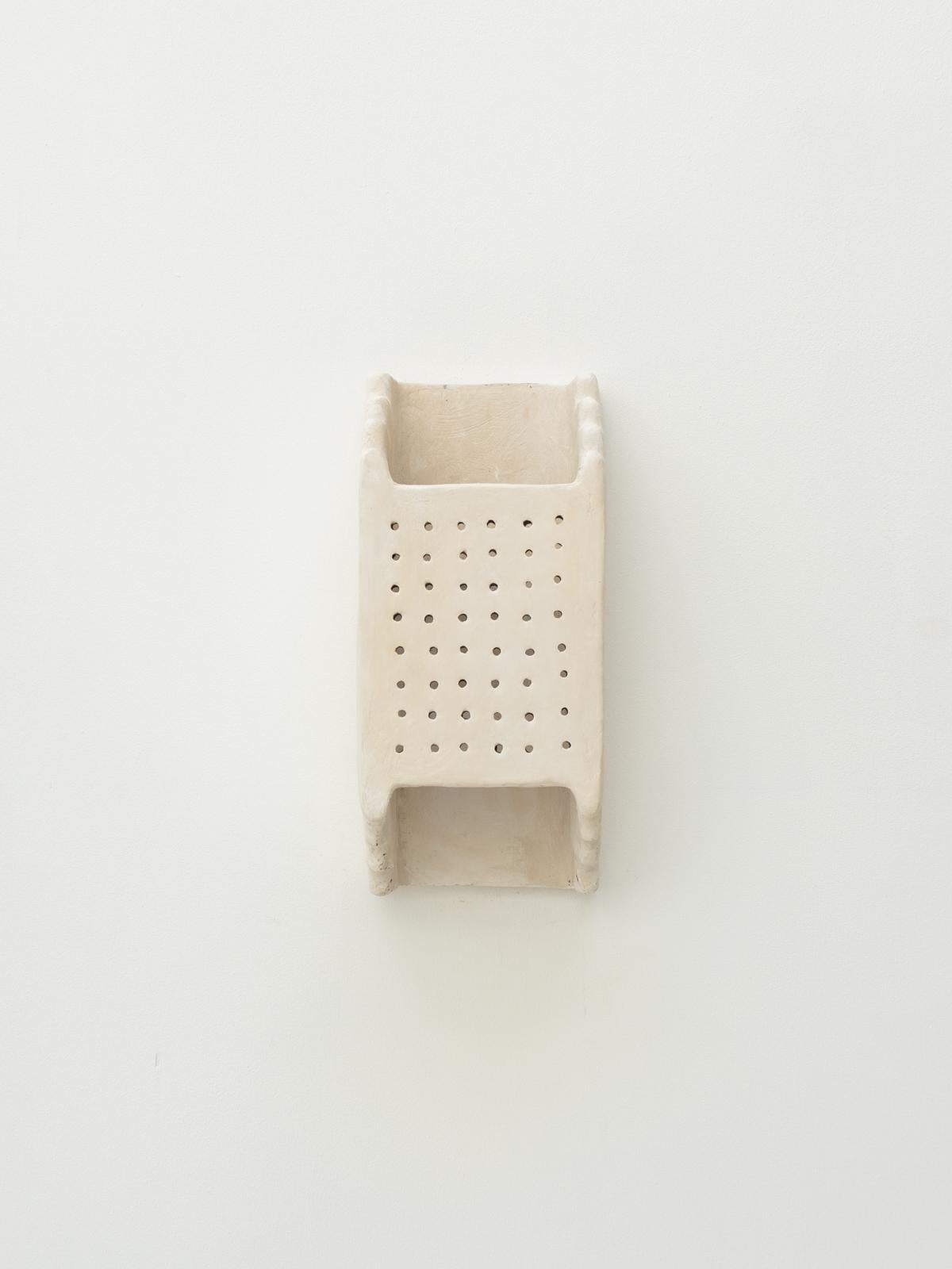 Fired White contemporary Ceramic Wall Light Made of local Clay, natural pigments For Sale