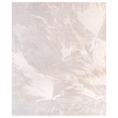 White Contemporary Rug for Living Room Wool Blend-Silk, Multani Clay Medium