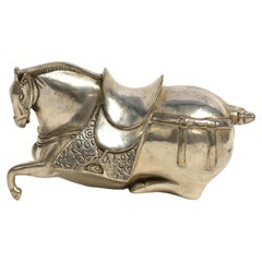 Vintage White Copper Recumbent Horse in Han Style
