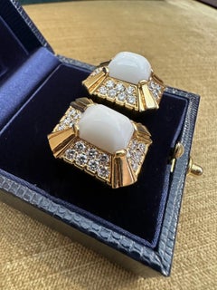 White Coral and Diamond Earrings in 18k & 14k Yellow Gold