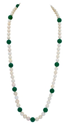 White Coral and Green Onyx 3-Strand Necklace