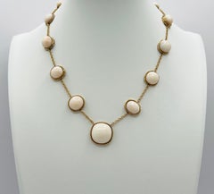 White Coral and White Diamond Jewelry Set in 18K Yellow Gold