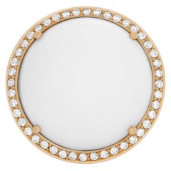 White Coral Cabochon Ring with Diamonds Set in 18k Rose Gold