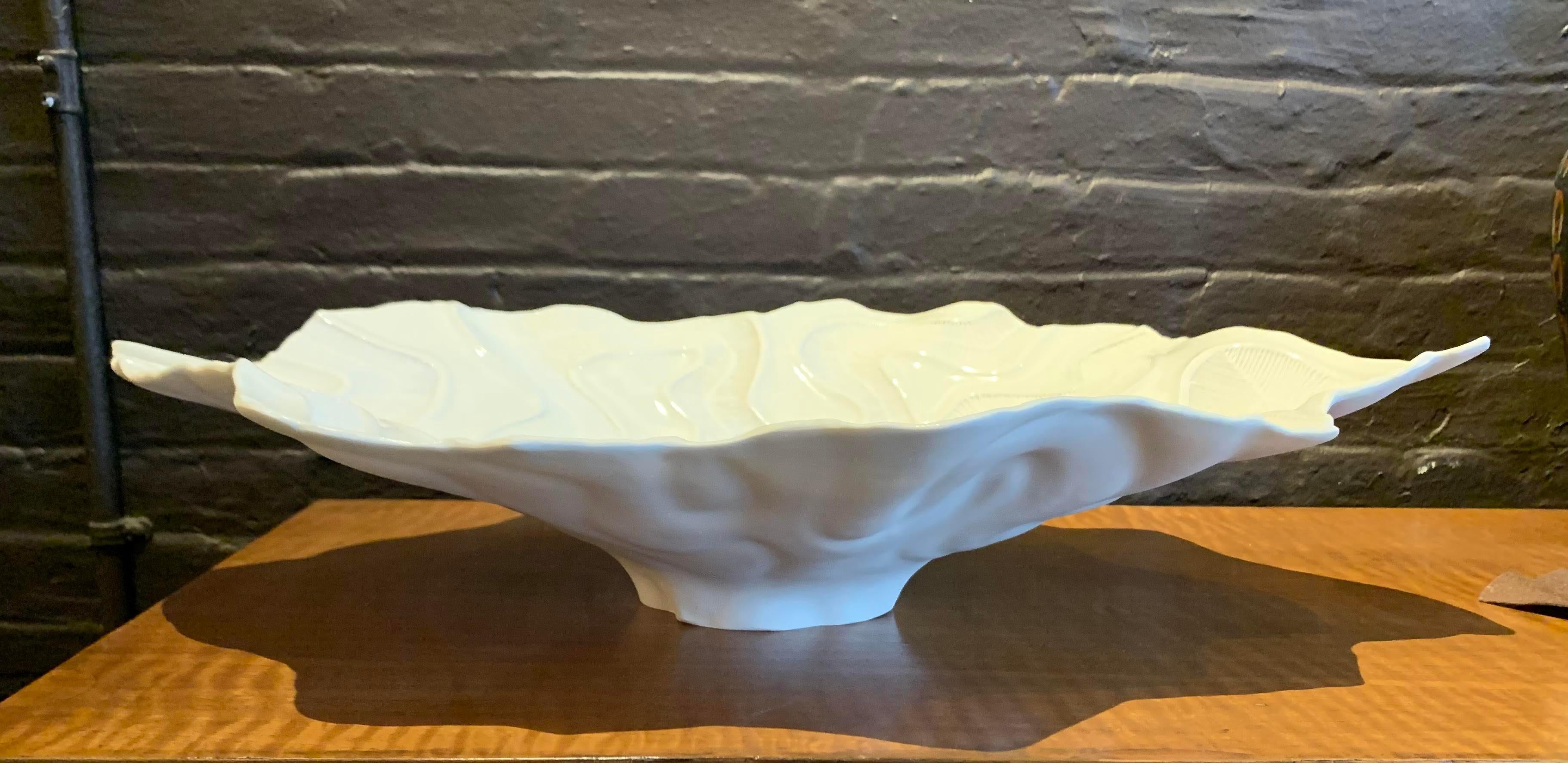 Italian White Coral Motif Design Porcelain Bowl, Italy, Contemporary
