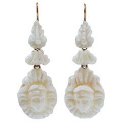 White Coral, Rose Gold Earrings.